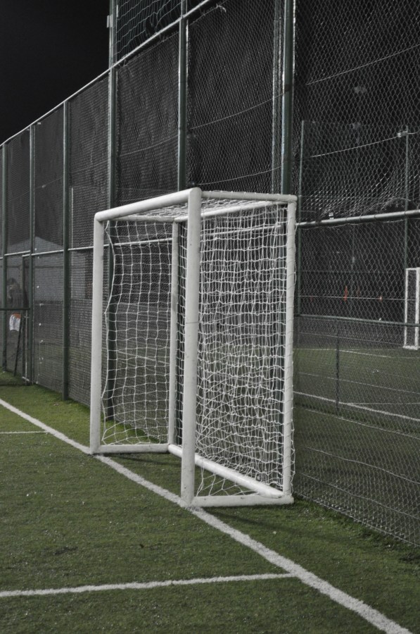 arco, futebol, futsal, noite, esportes, ninguém, rede, meta,