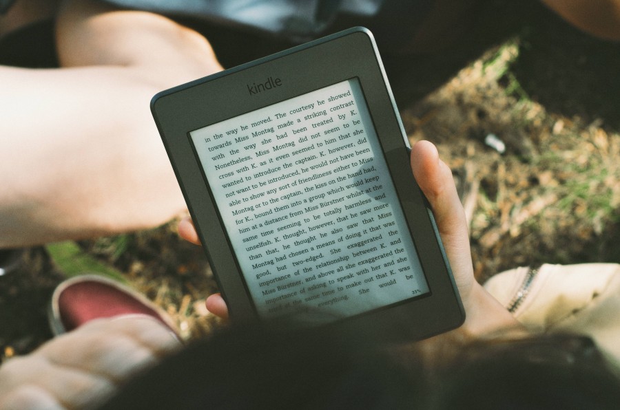 Kindle, tablet, tecnologia, ler, livro, leitura, leitura, fora, ao ar livre,
