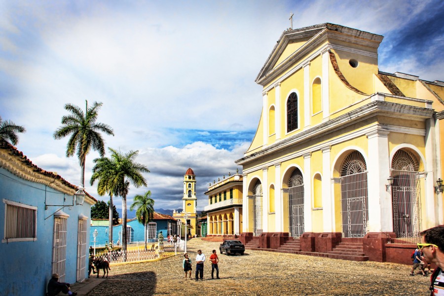 cuba, céu azul, igreja, arquitetura, urbano,
