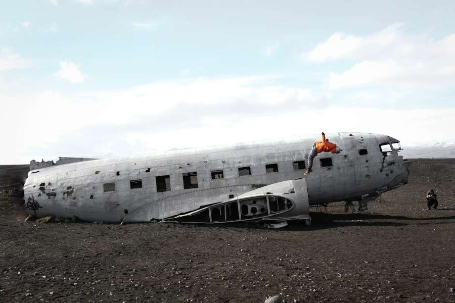 avião, perdido, abandonado, velho, fuselagem, islândia, aventura, descoberta, perdido, perder, acidente, chegar, conceito, transporte,