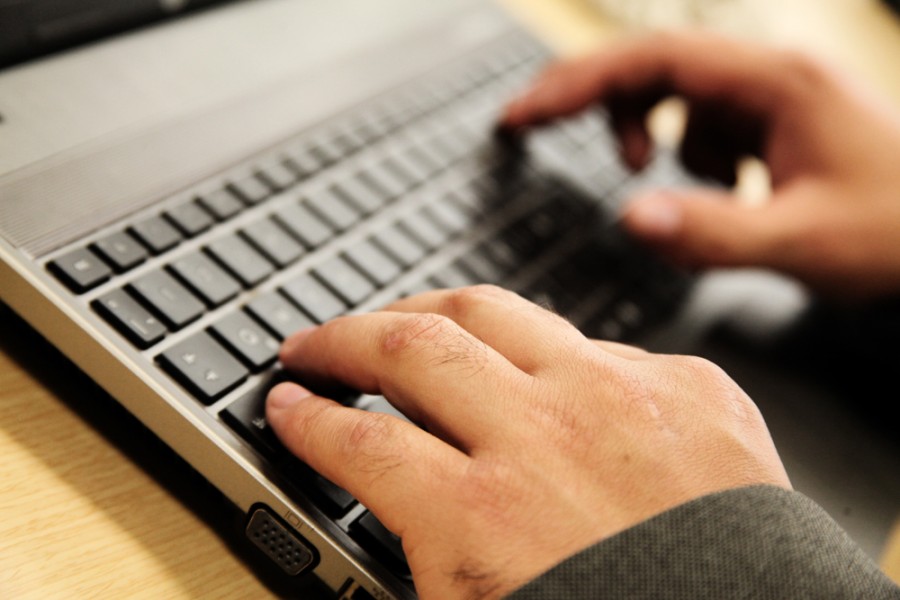 mãos, teclado, computador, tecnologia,