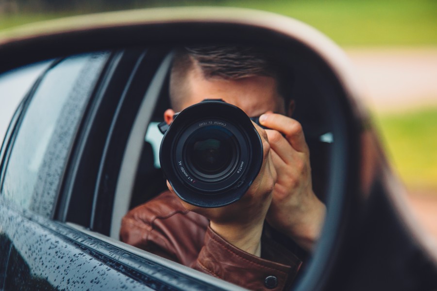 câmera, fotógrafo, fotografia, lente, espelho, indivíduo, homem, pessoas, carro, paparazzi, imprensa, social, oculto,