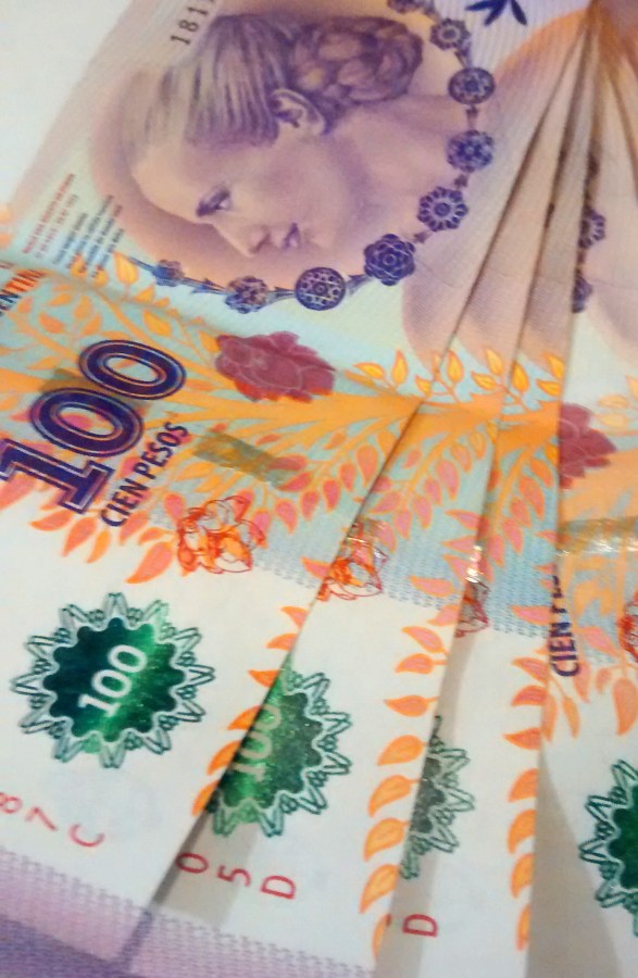 Bilhete, Notas, Peso, Pesos, Evita, Eva Perón, finanças, Cem Pesos, Poupança, dinheiro,