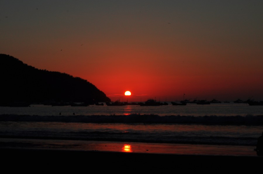 pôr do sol, sol, pôr do sol, pôr do sol, costa, equador, puerto lopez, manabi, america, latin, latim,