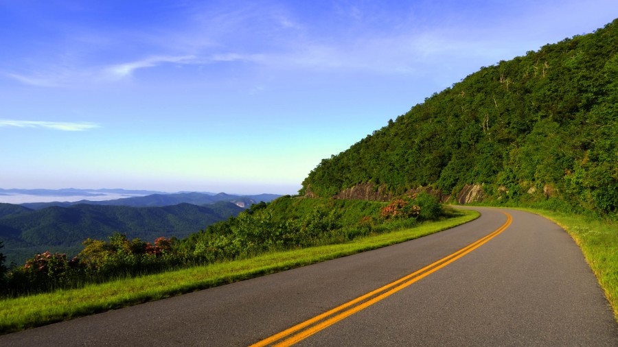 rota, estrada, curva, pavimento, asfalto, ninguém, paisagem, dia, exterior,