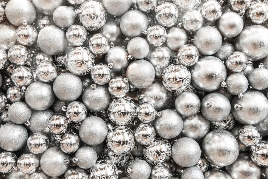 natal, detalhe, ornamento, ornamentos, decoração, natal, prata, bola, bolas,
