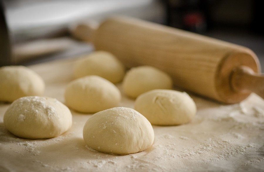 massa, amassar, rolo, vara, padaria, comida, pão, cozinhar,