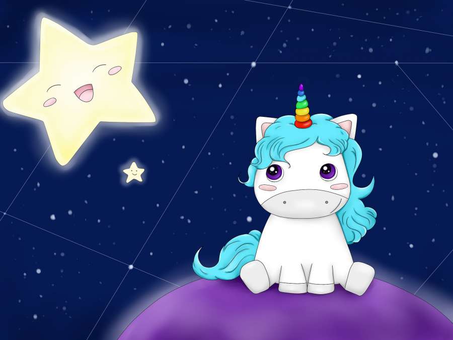 imagens de unicórnio kawaii, unicórnio, galáxia, fantasia, estrelas, espaço, cósmica, planeta, bonito, doce, brilhante, desenhos animados, desenho, colorido, céu, universo, magia, feliz, papéis de parede kawaii