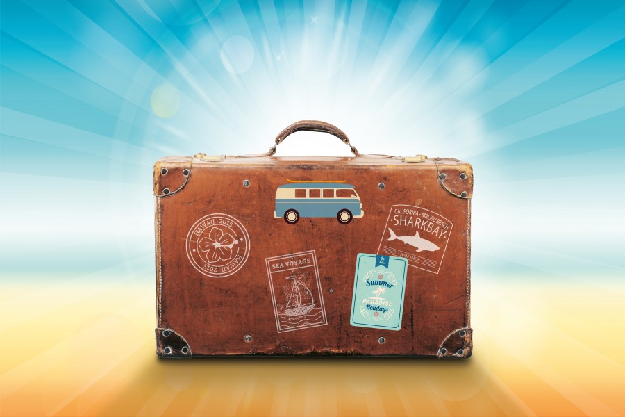 mala, viagem, viagem, conceito, destino, férias, ninguém, ilustração, memórias, mala, saco,