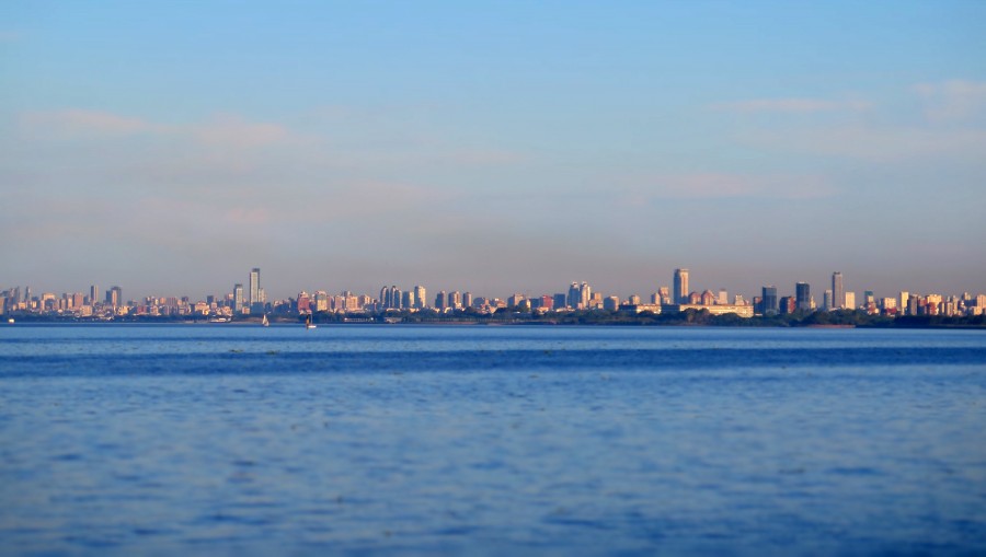 Buenos Aires, pôr do sol, costa, cidade, Rio de la Plata, América, América do Sul,