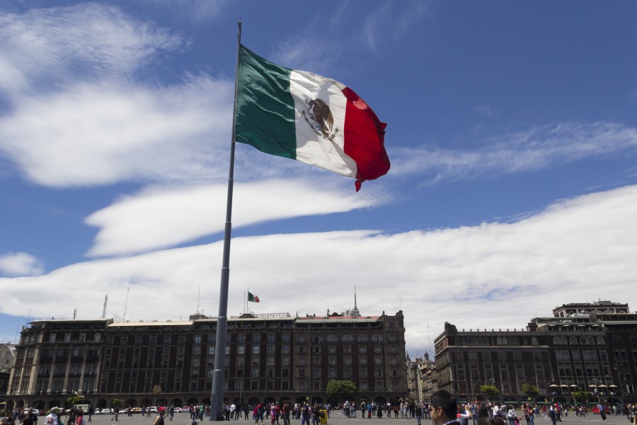 México, bandeira, bandeira, de, méxico, símbolo, zocalo, cidade méxico, méxico, DF,