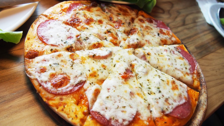 pizza, refeições, italiano, close-up, queijo, mozzarella, salame, mozzarella