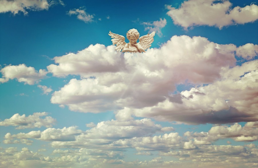 anjo, nuvens, céu, religião, conceito, celestial, espírito, católico, angélico,