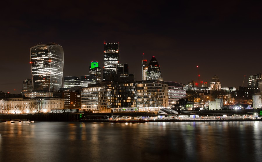 Londres, cidade, Inglaterra, anoitecer, arquitetura, urbano, paisagem, ninguém, rio, noite, noite, iluminado,