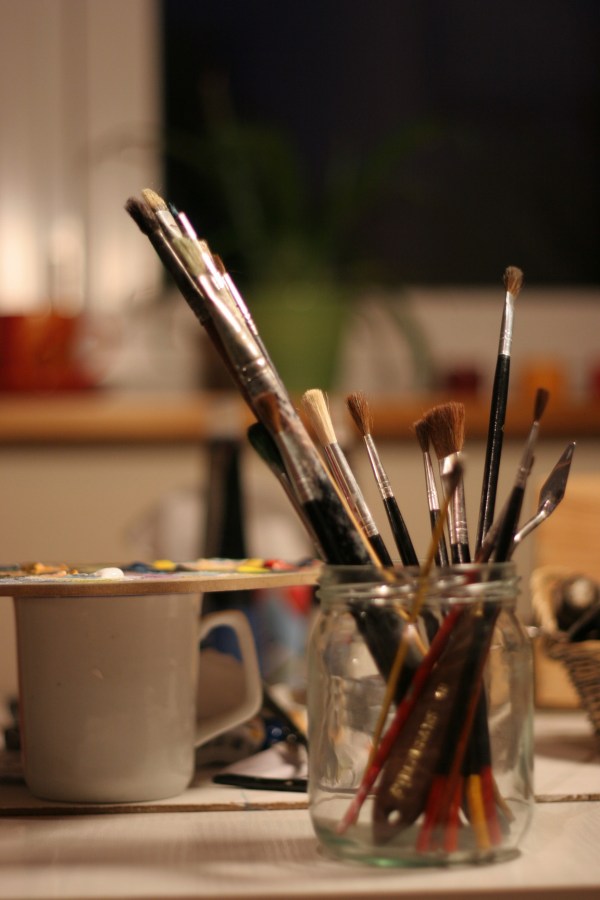 Escovas, escova, pintura, arte, interior, oficina, ferramenta, artística, pintura, aquarela, pintura, desenho, tamanho, interior,