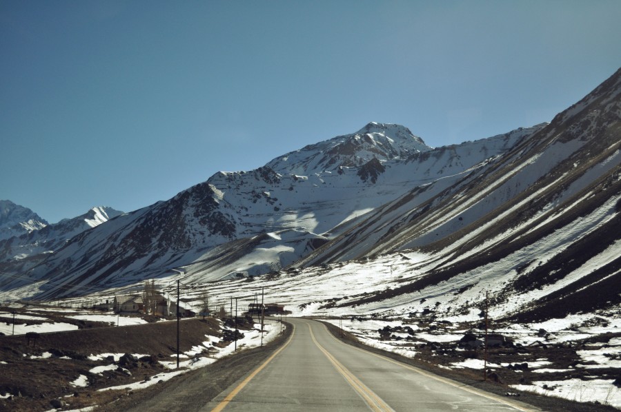Paisagem, rota, estrada, montanha, neve, Mendoza, Argentina, Cordilheira dos Andes