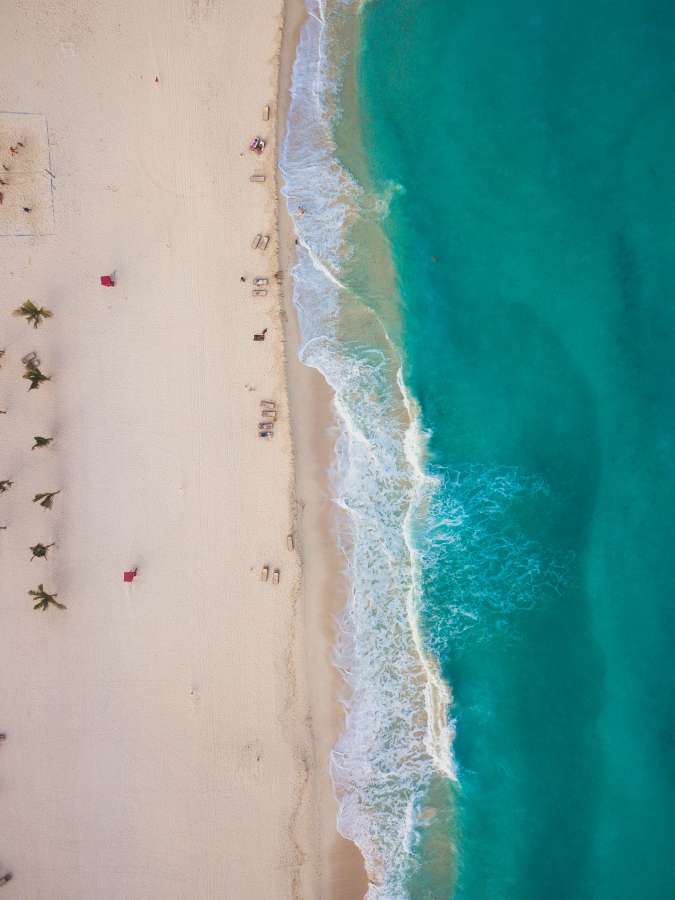 praia, tropical, caribe, zenital vista, zangão, pessoas, férias, verão,