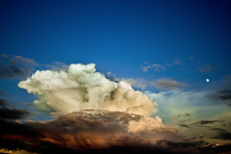 lua, paisagem, céu, pôr do sol, nuvem, nuvens, forma,