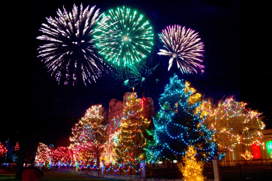 natal, detalhe, ornamento, navideo, natal, decoração, celebração, 2015, celebração, árvore de natal, árvore, fogos de artifício,