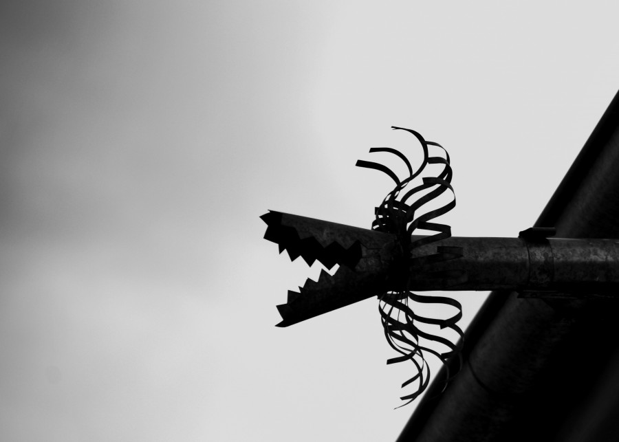 conceito, forma, ferro, construção, preto branco, ninguém, arquitetura, nublado, terror,