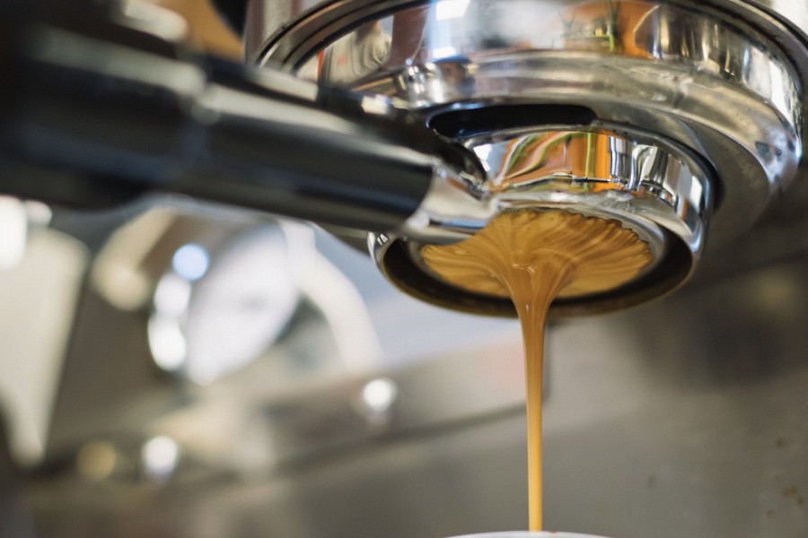 café, bebida, máquina, barra, jato, cremoso, líquido, interior,