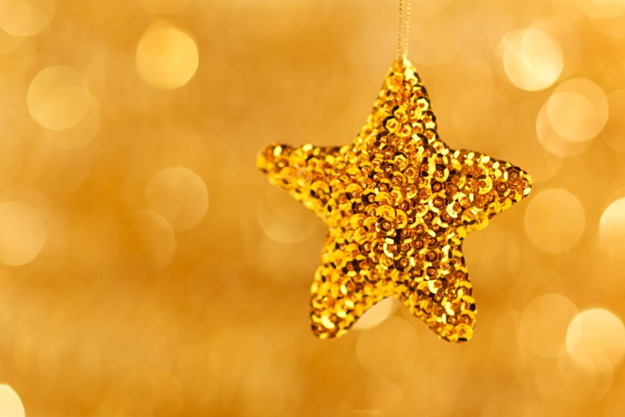 natal, detalhe, ornamento, decoração, celebração, 2015, celebração, estrela, dourado,