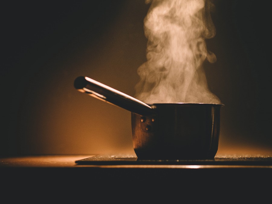 fogão, panela, vapor, cozinhar, cozinhar, pote, punho,