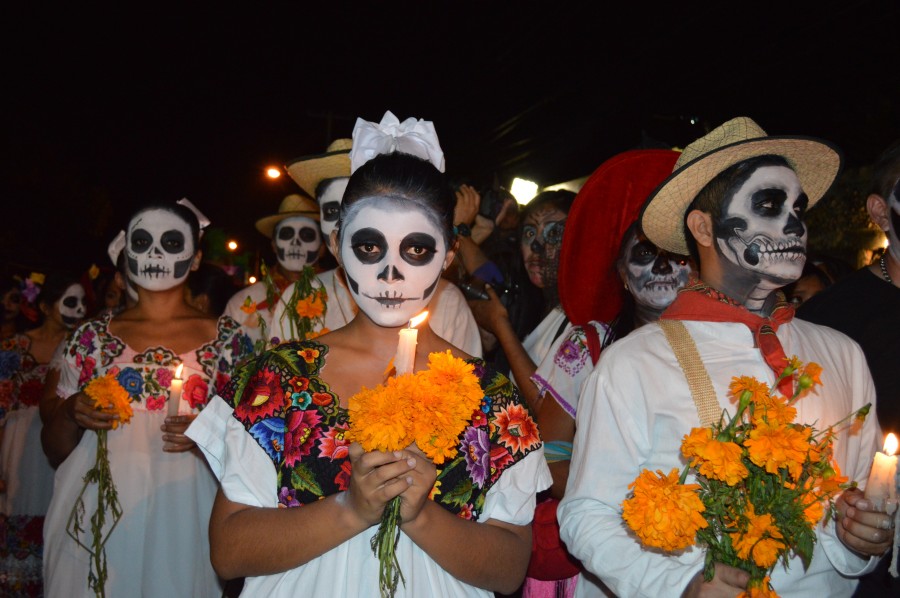 dia dos mortos, méxico, mexicano, américa, morte, celebração, celebração, maquiagem, máscara,