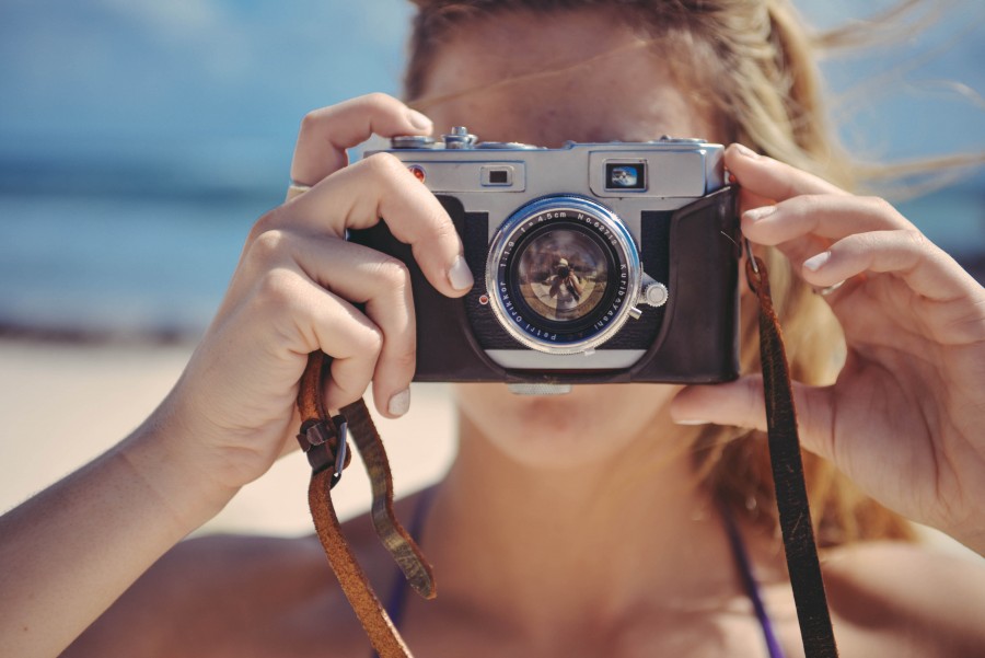 35mm, praia, menina, foto, verão, mulher, loira, cinema, reflexão, retro, sol, uma pessoa, pessoas,