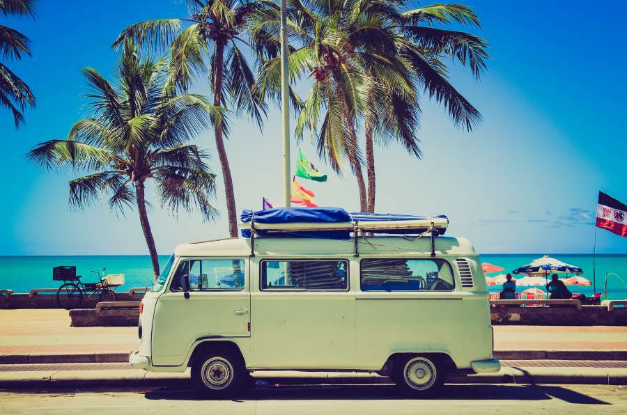 Motorhome, campista, motor home, van, van, viagens, viagens, férias, verão, tropical, palmeira, costa, caribe, mar, praia, liberdade, calor, ninguém,