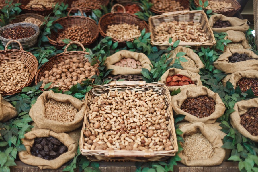 nozes, frutas secas, amendoim, nozes, loja, comércio, venda, refeições, saudável,
