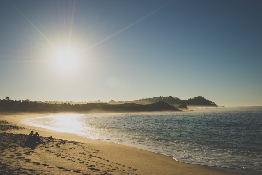 praia, costa, areia, paisagem, verão, duas pessoas, dia, sol, reflexão, calor,