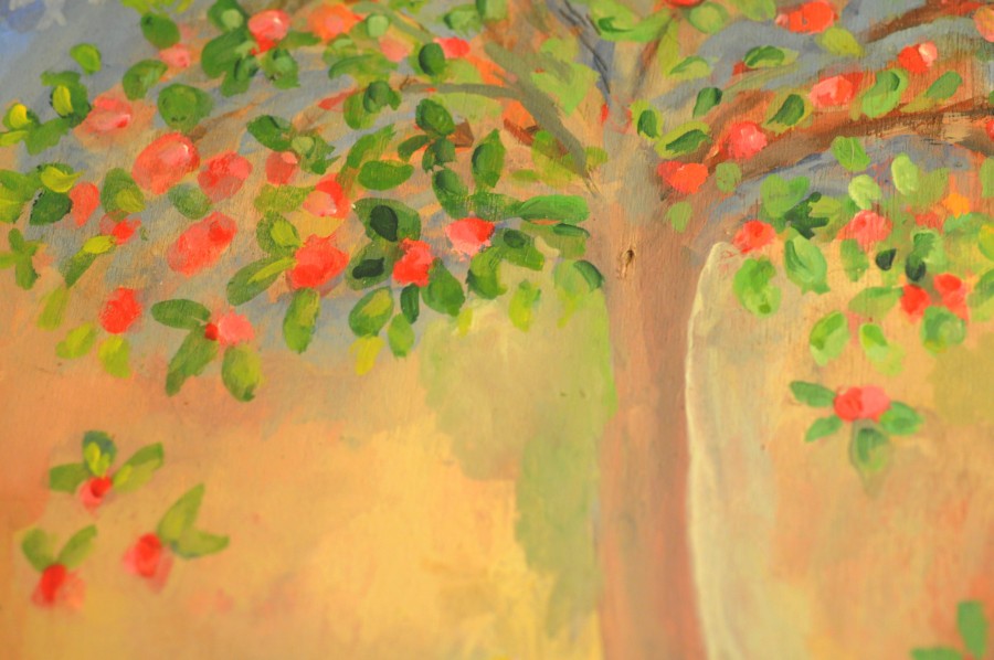 pintura, óleo, árvore, natureza, textura, cor, cores, primavera, foto, pintado,