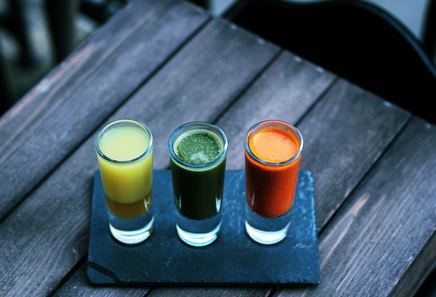 mistura, cocktail, três, bebida, frutas, frutas, desintoxicação, desintoxicante, variedade, suco,