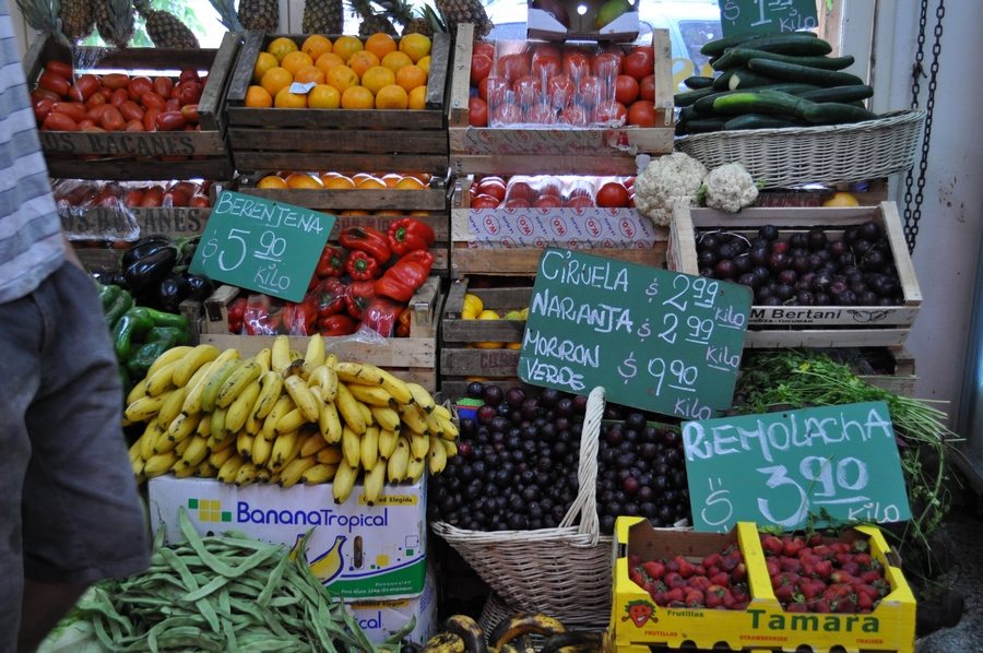 verdureiro, interior, vegetal, legumes, refeições, refeições, frutas, comercial, frente, empilhado, empilhados, P12062014