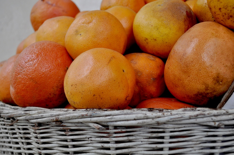 Laranja, laranjas, frutas, cesta, verdureiro, frente, vista, p12062014